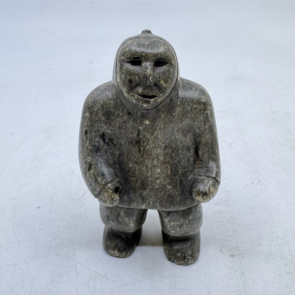 Inuit Handmade Basalt Male Figure Sculpture by SAMUEL KIKPAK